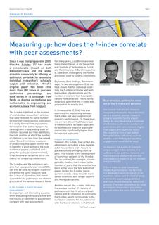 Measuring up: how does the h-index correlate with peer assessments