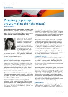 Popularity or prestige: are you making the right impact?