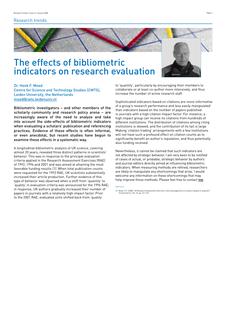 The effects of bibliometric indicators on research evaluation