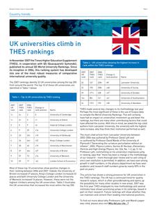 UK universities climb in THES rankings