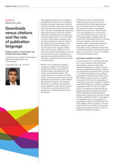Downloads versus citations and the role of publication language
