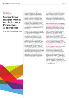 Standardizing research metrics and indicators – Perspectives & approaches