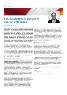 Social sciences literature in citation databases